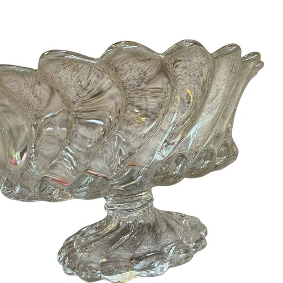 VTG Fostoria‎ Colony 2412 Swirl Glass 10 1/2” Large Footed Fruit Bowl Scalloped - Picture 6 of 9